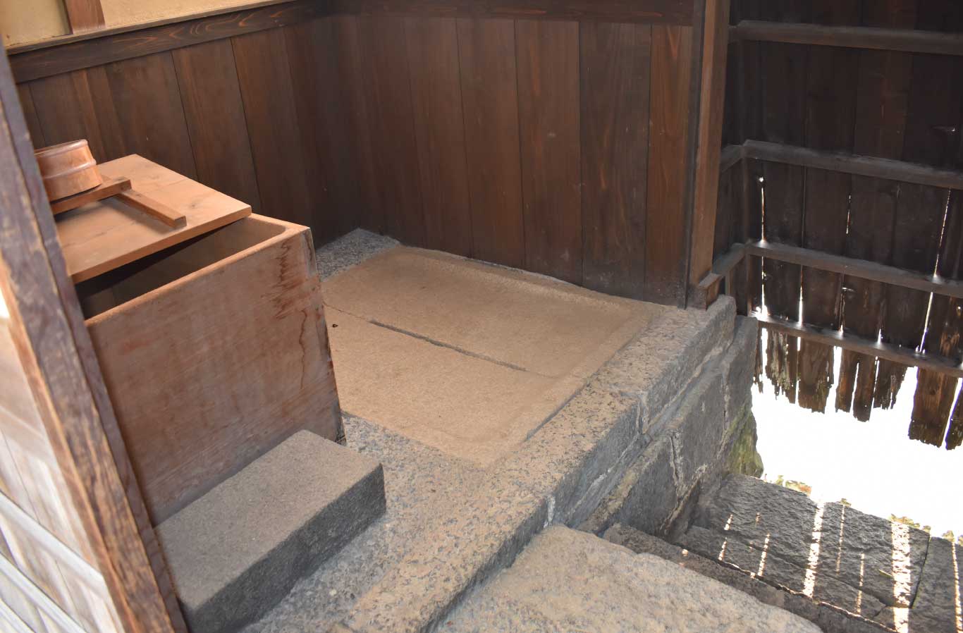 旧湯川家屋敷の風呂場付近の水利用設備